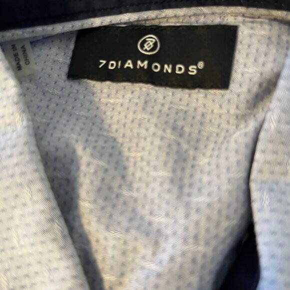 7Diamonds Premium Safari Inn 7DIAMONDS FIT Blue Mens M 100% Cotton Western Style - Picture 6 of 8